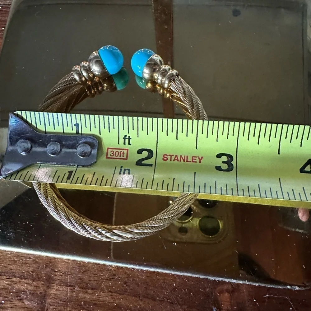 Gold Cable Bracelet with Blue Accents